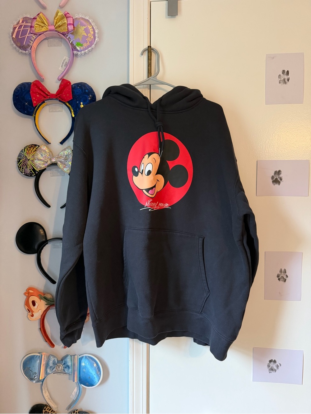 Disney Black Hoodie with Red Mickey Face Graphic